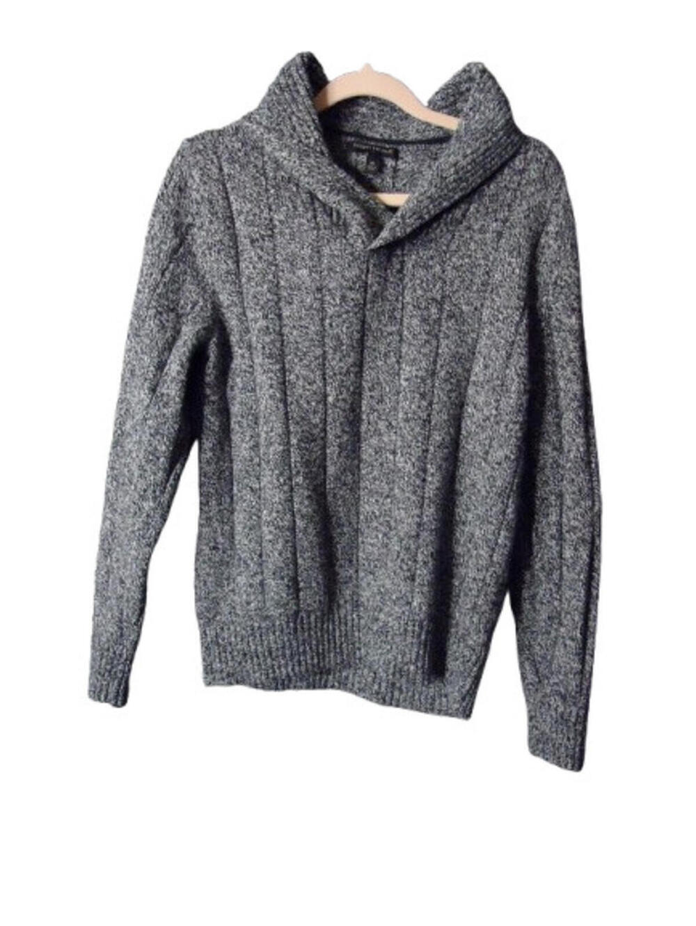 Banana Republic Shawl Collar Sweater Womens Medium Black White Mix Ribbed